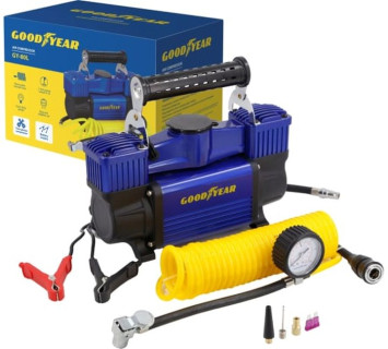Компрессор GOODYEAR GY 80L 10Атм /360Вт/80л/ двухпоршневой/съёмный шланг/сумка