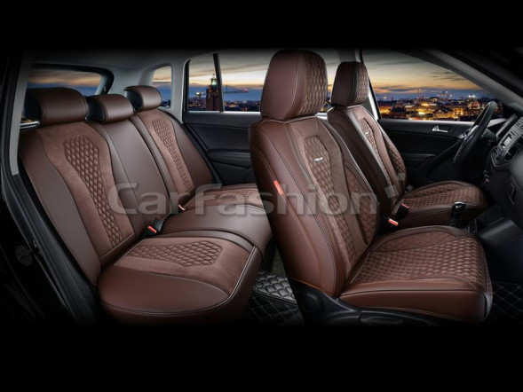 Чехлы  «5D» PREMIUM каркасные «SENATOR PLUS» Коричневый/Коричневый/Коричневый   (экокожа/нубук)