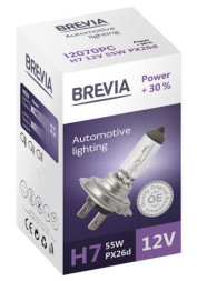 Автолампа BREVIA  12V  H15  15/55W PGJ23t-1 Power +30% CP (карт.1шт)