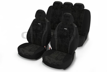 Чехлы «RECORD» Тёмн.Серый/Чёрный/Тёмн.Серый (Алькантара +.трикотаж)