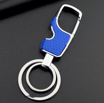 Брелок  &quot;КАРАБИН&quot; карабин (2 кольца)  Серебро+ винил синий