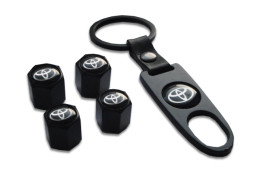 Брелок-ключ + колпачок на ниппель 4 шт TOYOTA  (черный)