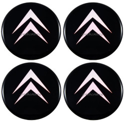 Этикетки на диски (метал)  диам. 60 мм "CITROEN" черные, (4 шт.)