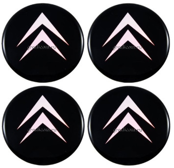 Этикетки на диски (метал)  диам. 60 мм &quot;CITROEN&quot; черные, (4 шт.)