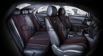 Комплект Накидок «ELEMENT PLUS» Чёрный/Чёрный/Красный (экокожа/полиэстер)