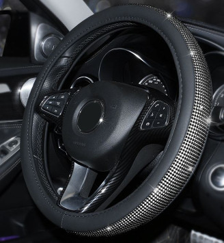 Оплетка на руль Swarovski - М, Черный с черными стразами