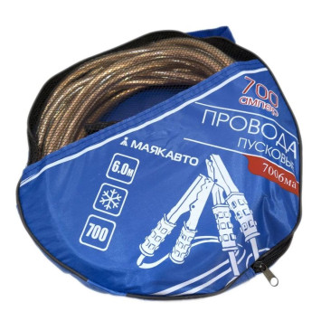 Провода пусковые 700А "М5" 6,0м (прозрачная изоляция) в сумке