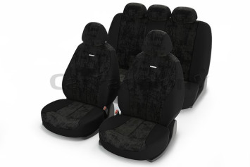 Чехлы «RECORD» Чёрный/Чёрный/Чёрный (Алькантара +.трикотаж)