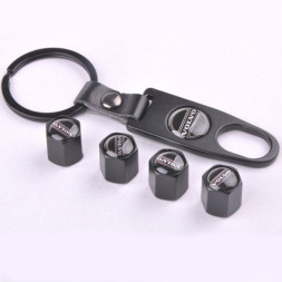 Брелок-ключ + колпачок на ниппель 4 шт VOLVO  (черный)