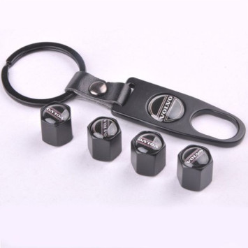 Брелок-ключ + колпачок на ниппель 4 шт VOLVO  (черный)