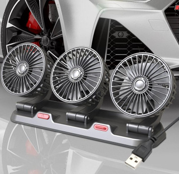 Вентилятор тройной , вращается 720° ,USB 12-24V,  3m скотч