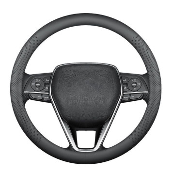 Оплетка на руль Carlife - М, Чёрный/Чёрный гладкая кожа с перфорацией