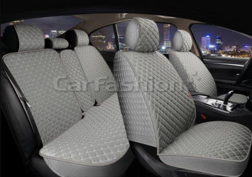 Комплект Накидок «LINEN CUBE PLUS» Св.Серый/Св..Серый (лён/усиленная боковая утягивающая резинка)