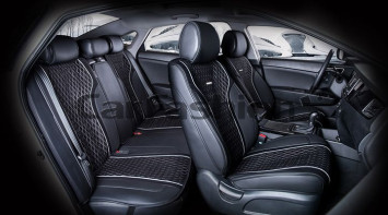 Комплект Накидок «ELEMENT PLUS» Чёрный/Чёрный/Серый (экокожа/полиэстер)