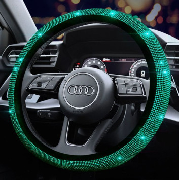 Оплетка на руль Swarovski №2 - М, Зеленый