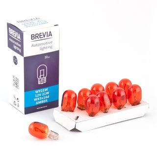 Автолампа BREVIA  12V  WY21W  21W WX3x16d AMBER CP (упак.10шт)
