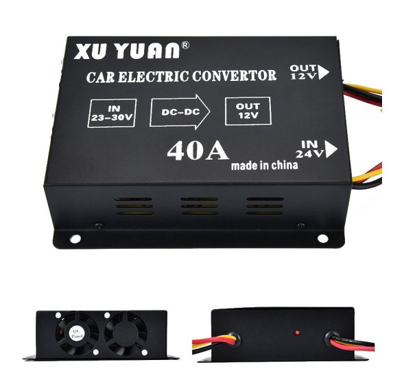 Преобраз. напряжения понижающий  Carlife  24-12V   40A 480W