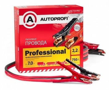 Провода пусковые 750А "AUTOPROFI" 2,2м в коробке (в комплекте сумка) , профессиональные