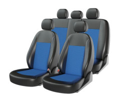 Чехлы  «ATOM JACQUARD SMALL», черный/синий/синий  (Экокожа+жаккард) ВАЗ 2109-2110