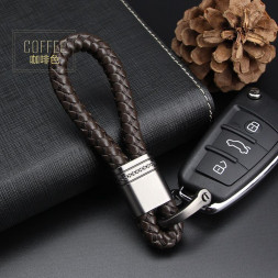 Брелок кожаный плетенный (держатель ключей) темно-коричневый