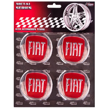 Этикетки на диски (метал)  диам. 60 мм &quot;FIAT&quot; красные, (4 шт.)