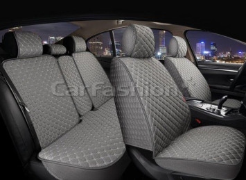 Комплект Накидок «LINEN CUBE PLUS» Т.Серый/Св..Серый (лён/усиленная боковая утягивающая резинка)