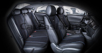 Комплект Накидок «ELEMENT PLUS» Чёрный/Чёрный/Синий (экокожа/полиэстер)