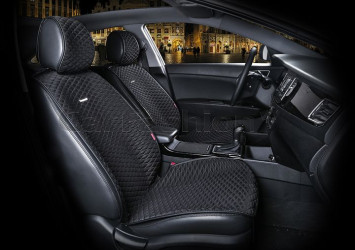 Накидки Фронт  «PALERMO»  Чёрный/Тёмн.серый (капрон/экокожа)