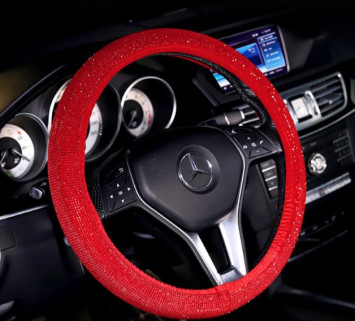 Оплетка на руль Swarovski №2 - М, Красный