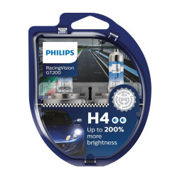 Автолампа Philips 12V   H4    60/55W  P43t-38  Racing Vision GT200 (+200% света) Set 2 pcs.