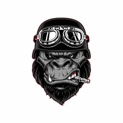 Наклейка Обезьяна в шлеме  16*18см