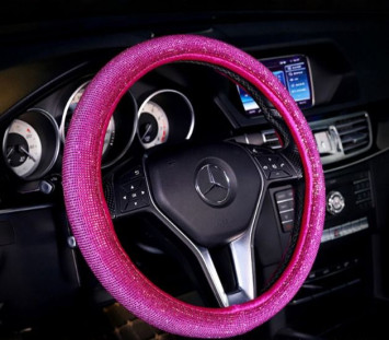 Оплетка на руль Swarovski №2 - М, Розовый