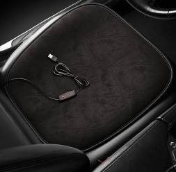 Накидка на сиденье  с подогревом (нижняя часть) Carlife  чёрный вельвет USB