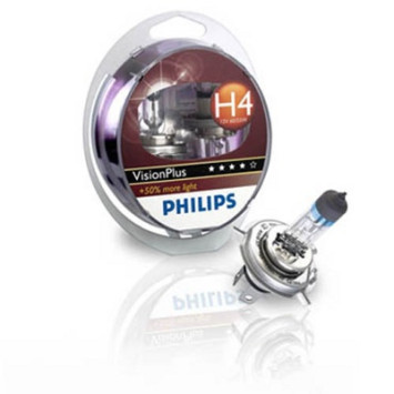 Автолампа Philips 12V   H4    60/55W  P43t-38  VisionPlus +60%  (к-т.2шт)