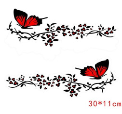 Наклейка  Бабочки красные  30x11см