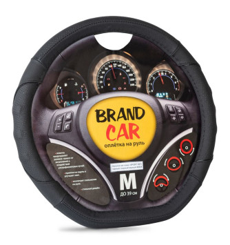 Оплетка на руль   BRENDCAR  &quot;SPORT 367&quot; - М,  Чёрный/Черный/Чёрный (кожа)