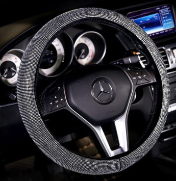 Оплетка на руль Swarovski №2 - М, Серебро