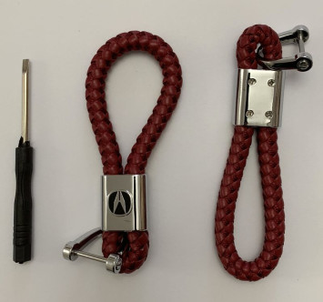 Брелок кожа плетенная  ACURA  Красный