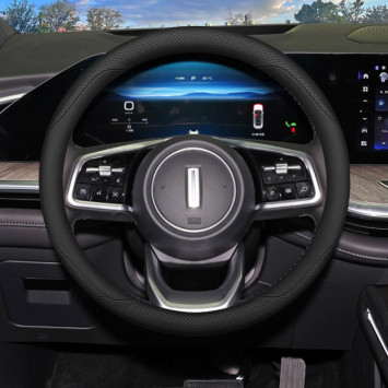 Оплетка на руль Carlife "Siena" М, Чёрный/Чёрный с перфорацией