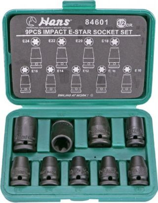 Инструмент HANS. Комплект ударных головок 1/2&quot; E10-E24  9предм.