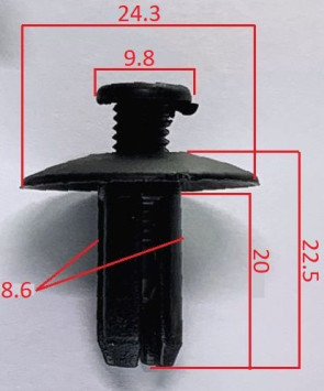 Клипсы  В=22,5 / Ш=24,3 мм.  (цена за упак. 10шт.)