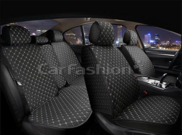 Комплект Накидок «LINEN CUBE PLUS» Чёрный/Серый (лён/усиленная боковая утягивающая резинка)