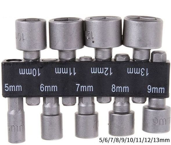 Набор головок для шуруповерта 9 предметов (5-13мм)