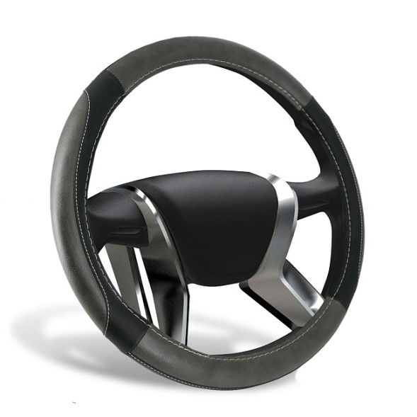 Оплетка на руль    SENATOR CLOUD экокожа, вставки из графитовой экокожи, прострочка серая, M /серый