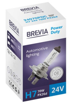 Автолампа BREVIA  24V  H7  70W PX26d Power Duty CP (карт.1шт)