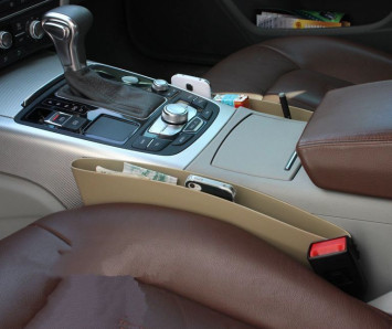 Проставка между сиденьем и тонелью 37см с карманом Бежевый  2шт.