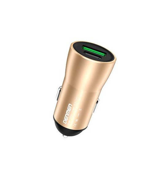 АЗУ  Denmen  2USB (12/24V - 2.4A, 5V)  золото