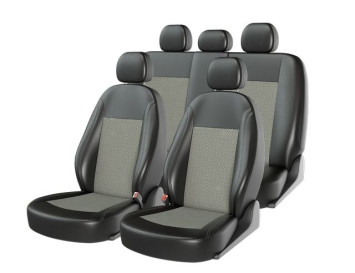 Чехлы «ATOM JACQUARD», черный/серый/серый (Экокожа+жаккард)