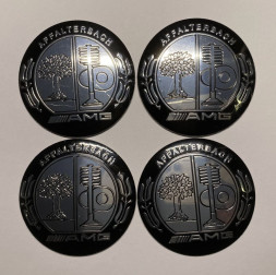 Этикетки на диски (метал)  диам. 56,5мм.  "AMG №2" серебро  (4 шт.)