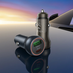 АЗУ  Borofone  1USB +1 Type-C (12/24V - PD30W)  Черный